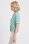 Women's Mint Openwork Polo Collar Buttoned Knitwear Cardigan - 4