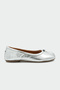 Gretel Genuine Leather Silver Women's Flat Ballerinas - 2