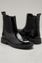 Black Patent Leather Genuine Leather Women's Elastic Boots Lightweight Casual Style New Season Women's Boots & Booties 100% Real Leather