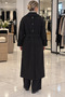 Oversized Fit Swallow Collar Lined Coat with Pocket on the Side and Back and Button Detailing - 6
