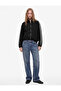 Comfortable Fit Long Sleeve Zippered Pocketed High Collar Striped Sweatshirt