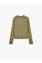 Drawstring Drop Window Detail Mandarin Qipao Collar Long Sleeve Floral Tulle T-Shirt - 6