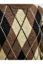 Crew Neck Ribbed Long Sleeve Diamond Pattern Knit Sweater - 4