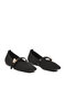 Women's Black Knitted Textured Ballerina Shoes with Straps and Metal Flower Detail, Stylish and Elegant Casual Shoes 989165-02 - 2