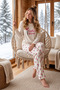 Off-White Cherry Patterned Berlin Fabric Long Sleeve Pajama Set - 3