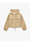 Pocketed, Drawstring Waist, Cotton Gabardine, Zippered, Hooded, Seasonal Jacket