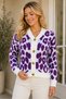 Women's V-Neck Long Sleeve Leopard Pattern Buttoned Casual Stylish Elegant Soft Casual Purple White Knitwear Cardigan - 6