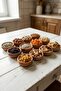 12-Piece Natural Wooden Snack Bowls - 9cm Breakfast and Appetizer Sauce Bowl Set - 5