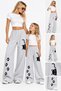 Mother-Daughter Combination Cat Printed Gray Wide-Leg Sweatpants (the Price Is for the Piece, 2 Items Need to Be Added to the Cart to Create a Combination)
