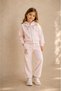 Girls Floral Detail Full Zip Sweatshirt Hoodie and Wide Leg Pants Set
