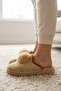 Women's Mink Pompom Detailed Plush Winter House Slippers 3 cm Byndtpwrpon01 - 5