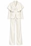 Ecru Detachable Cape Jacket and Trousers Set - 2Y202604