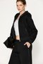 Pelen Women's Organic Cotton Stone Zipper Hooded Black Sweatshirt - 3