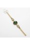 Bronze Women's Bracelet Authentic Copper Jewelry Zircon Inlaid Oval Green Stone Vintage Model 18 cm - 3