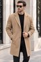 Men's Classic Collar Single-Breasted Regular Fit Long Coat - Camel - 2