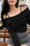 Women's Madonna Collar Rope Strap Casual Daily Long Sleeve Blouse - 2