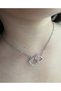 Xuping Hello Kity Cute Cat Necklace with Stones – Silver Color Tarnish Resistant Steel with Pink Ribbon Y2K Women's Necklace - 2