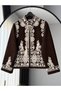 Ethnic Design Cashmere Jacket with Collar Tie Detail