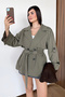 Women's Double-Breasted Collar Belted Double-Pocket Trench Coat Khaki - 27K 3051 - 4