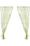 Green Willow Leaf Voile Curtains Boho Sheer Light Filtering Drapes with Vine Pattern, Rustic Rod Poc