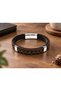 Bernavio Earthbraid Dark Brown Leather Men's Bracelet - Double Layer Braided Detail - 3