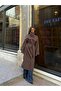 Women's Brown Stand Collar Button Detailed Long Trench Coat - 3
