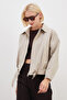 Beli Belted Pleated Polo Collar Short Trench Coat - 2