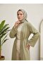 Long Cardigan with Front Bands - Light Khaki - 2