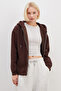 3 Thread Basic Zippered Hooded Oversize Sweatshirt - 4