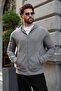 Smoked Hooded Basic Men's Cardigan with Zipper Pockets E7217 - 2
