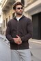 Bitter Brown Hooded Zippered Basic Men's Cardigan with Pockets E7217 - 4