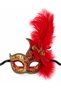 Venetian Mask Black Feathered Gold Stone Showy Party Costume Mask - 3