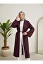 Long Cardigan with Front Band - Burgundy