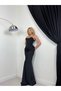 Women's Strapless Draped Back Tie Maxi Evening Dress