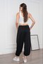 Women's Black Elastic Cuffed Pleated Shalwar Trousers Pc7005 - 8