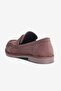 Women's Suede Loafer with Drawstring Detail and Gold Accessories, Mitu Brown - 3