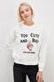 3 Threaded Unprinted Rabbit Printed Oversize Sweatshirt - 6