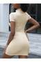 Rochie mini, crem - M - 2