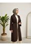 Long Cardigan with Front Band - Brown - 3