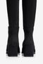 Women's Suede Boots Round Toe Thick Heeled Zippered Greta Black - 5