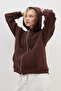 3 Thread Basic Zippered Hooded Oversize Sweatshirt - 3