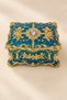 Navy Blue Gold Embroidered Floral Motif Decorative Jewelry and Jewelry Box - 3