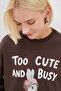 3 Threaded Unprinted Rabbit Printed Oversize Sweatshirt - 6