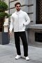 Ecru Hooded Basic Men's Cardigan with Zipper Pockets E7217 - 3
