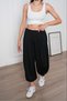 Women's Black Elastic Cuffed Pleated Shalwar Trousers Pc7005 - 4
