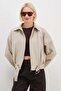 Beli Belted Pleated Polo Collar Short Trench Coat