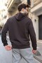 Bitter Brown Hooded Zippered Basic Men's Cardigan with Pockets E7217 - 3