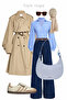 Sky Curve |   Ice Blue Canvas Hobo Shoulder Bag - 5