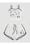 Black Piping Doodle Drawing Printed Shorts Set - 2