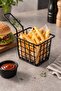 Luxury Thermoplastic Coated Metal French Fries Presentation Basket with Handle Mini Chips Snack Serving Bowl - 3